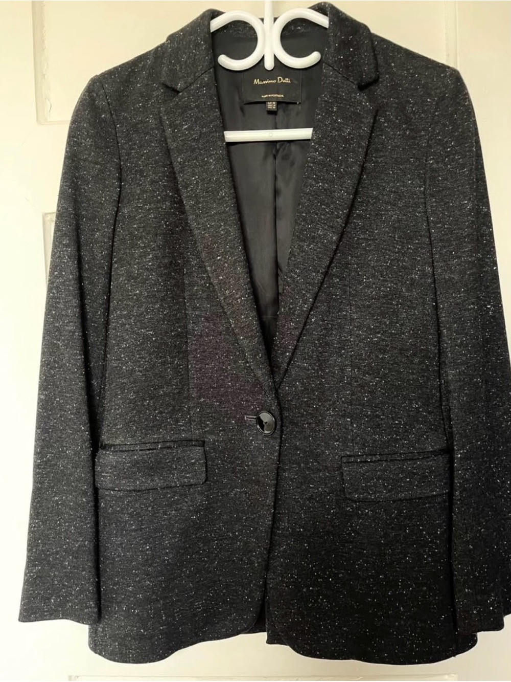 Massimo Dutti Black Lined Jacket with Gold Logo